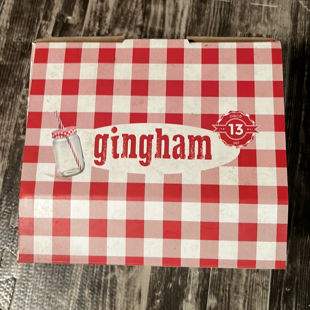 Artland Gingham Glass and Caddy Set - Picture 5 of 14